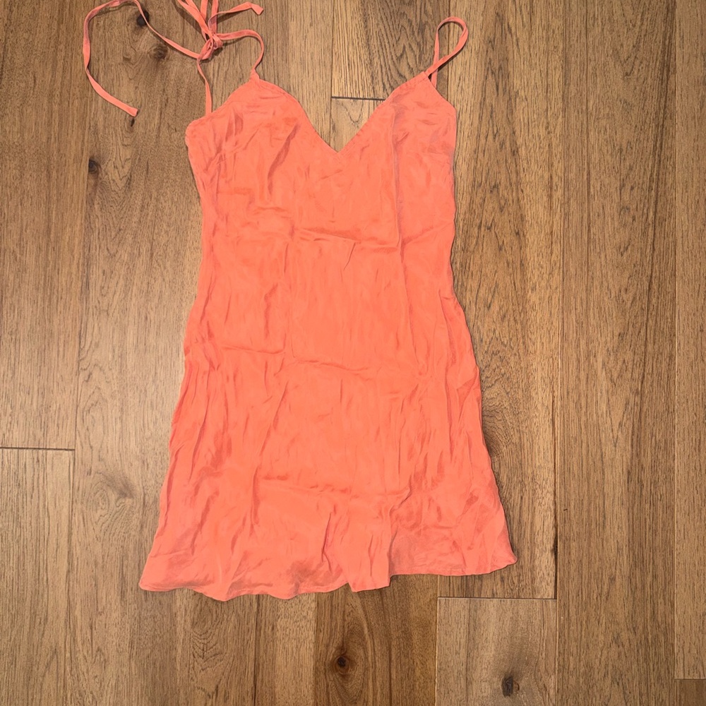 Beginning Boutique Orange Cross Back Tie Mini Dress